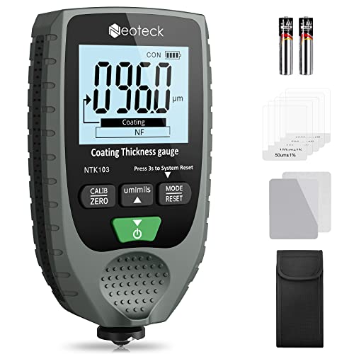 Neoteck Autolack-Schichtdickenmessgerät Handheld mit LCD-Display Hintergrundbeleuchtung für Stahl- und Aluminium-Basismetallautos 0-1500μm von Neoteck