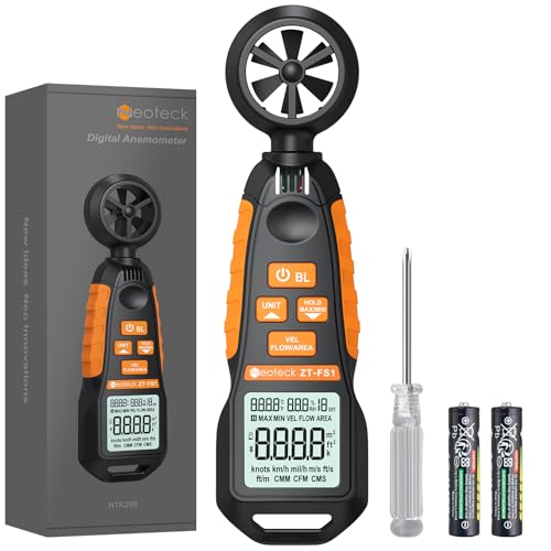 Neoteck Digital Anemometer Handheld mit LCD-Display Messen Luftfeuchtigkeit, Temperatur, Geschwindigkeit Messgerät Tragbare CFM Windmesser für Schießen, Bootfahren, Drachensteigen, Bergsteigen von Neoteck