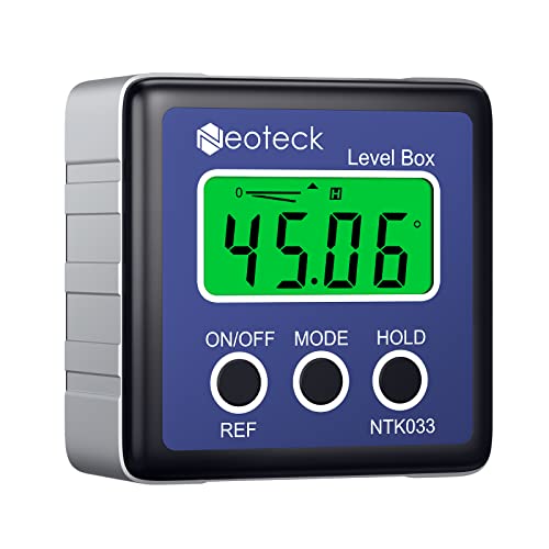 Neoteck Digitaler LCD Winkelmesser Neigungsmesser Inklinometer Wasserdicht Bevel Box Winkelmessgerät Wasserwaage(Batterie enthalten) - Blau von Neoteck