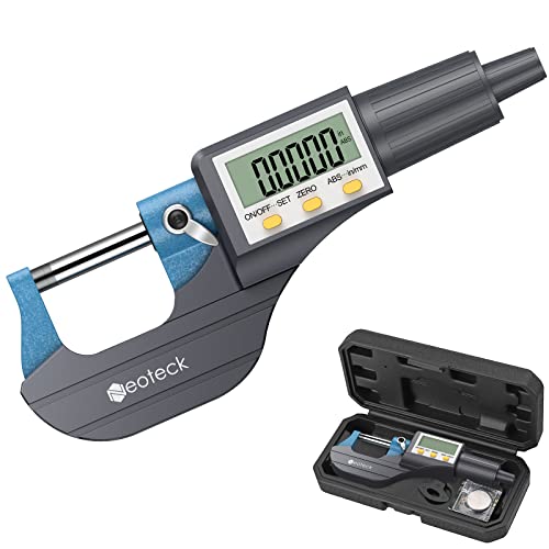 Neoteck Digitaler Mikrometer Mikromessschieber Bügelmessschraube elektronisch 0-25 mm mit LCD-Display Micrometer 0,001 mm / 0,00005 " von Neoteck