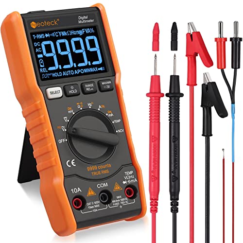 Neoteck Digitales Multimeter 9999 Zähler TRMS Rang Automatisch NCV Tester DC/AC Strom Spannung Batterie Temperatur Kapazität Kontinuität Widerstand Diode Buzzer LCD-Display Hintergrundbeleuchtung von Neoteck