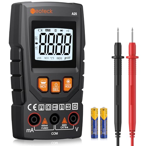 Neoteck Multimeter Digital 4000 Zähler Messgerät AC/DC Strom und Spannung, Widerstand, Durchgangs LCD Multimeter kfz Voltmeter-Tester mit NCV, Datenspeicher, Taschenlampe von Neoteck