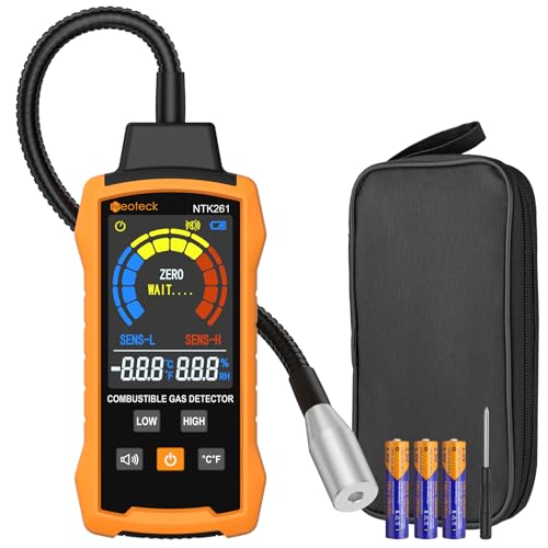 Neoteck Erdgasdetektor Gasleckdetektor mit 12" Schwanenhals Detektor für brennbare Gase mit akustischem und optischem Alarmtest Methan, Propan, Benzin, CO, Erdgas für Gaspipelines Gasherd Wohnmobil von Neoteck
