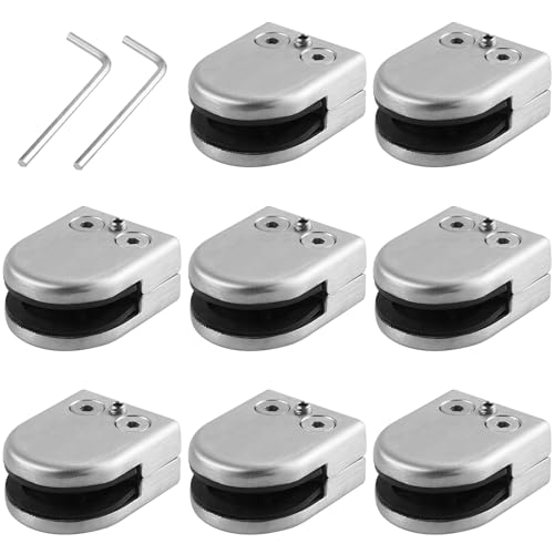 Neoteck Glasklemm 8PCS 8-10mm Edelstahl 304 Glas Clip Clamp Halterung Flache Rückseite Chromig Finish für Geländer Balustrade Treppe von Neoteck