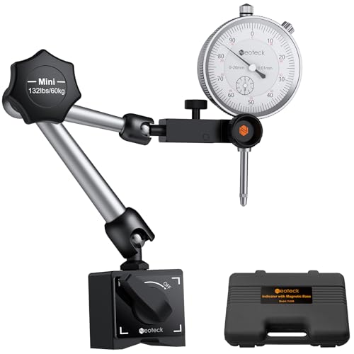 Neoteck Messuhr und Magnetstativ, Messtaster 0-20mm, Zentralklemmung Messuhrhalte 60 kg max. Zugkraft Basis Ständer für Messuhr von Neoteck