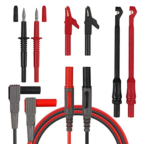 Neoteck Multimeter Messleitungen Prüfspitzen Automotive Test Lead Kit mit Drahtbruchfreier Testhaken Isolations Wire Piercing Clip Prüfsonde 4mm Buchse Kfz Prüfleitungen von Neoteck