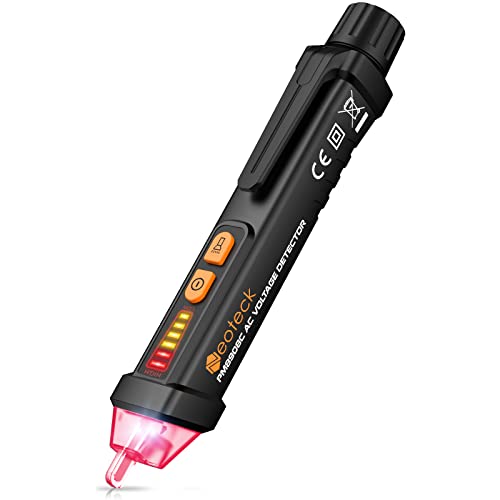 Neoteck Spannungsprüfer berührungsloser Spannungsprüfer 12–1000 V AC Spannungsprüfer Stromkreisprüfer Werkzeug mit LED-Taschenlampe Piepser schwarz von Neoteck