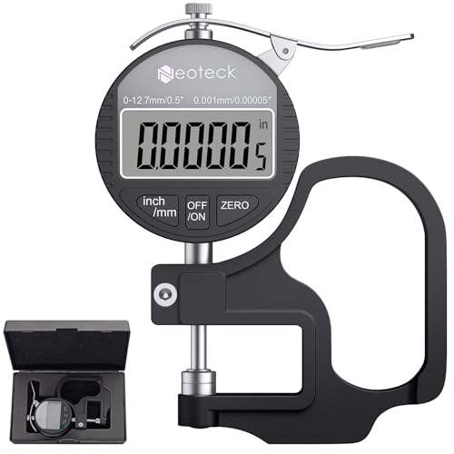 Neoteck Tragbarer Digitaler Dickenmessstreifen 0-12,7 mm Messbereich 0,001/0,00005 '' elektronischer Mikrometer Zoll/metrisch elektronischer Prozent-Dickenmessgerät mit LCD Anzeige - Schwarz Neoteck Tragbarer Digitaler Dickenmessstreifen 0-12,7 mm Messbereich 0,001/0,00005 '' elektronischer Mikrometer Zoll/metrisch elektronischer Prozent-Dickenmessgerät mit LCD Anzeige - Schwarz von Neoteck