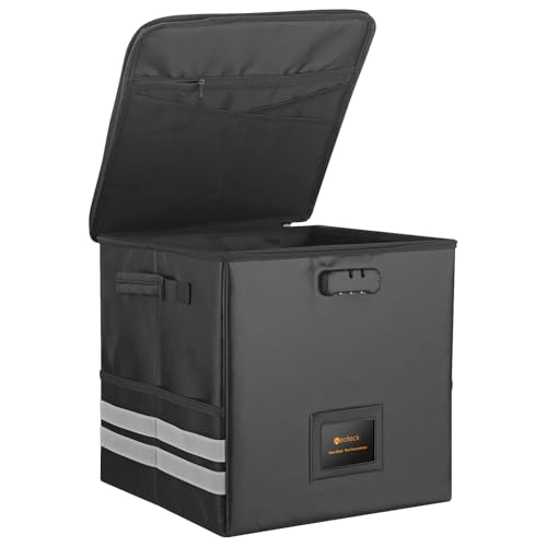 Neoteck Vinyl-Schallplatten-Aufbewahrungsbox mit Schloss Netztasche reflektierenden hält bis zu 62-Platten, Feuerfest Wasserdicht Faltbarer Schallplatten Organizer für die Vinyl-Schallplattensammlung von Neoteck