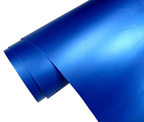 Neoxxim 5.06€/m2 Premium Auto Folie - BLAU METALLIC MATT - MATT BLAU METALLIC 1200 x 150 cm - blasenfrei mit Luftkanälen ca. 0,15mm dick Folierung folieren bekleben von Neoxxim