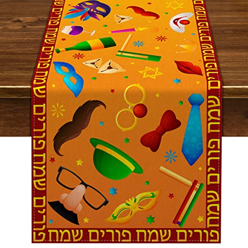 Nepnuser Happy Purim Tischläufer, jüdisch, Karneval, Festival, Party, Dekoration für Zuhause, Küche, Esszimmer, 183 cm von Nepnuser