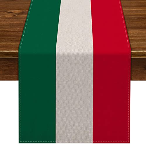 Nepnuser Italienischer Tischläufer, 228 cm lang, internationale italienische Flagge, Design, Dekorationen, Zuhause, Küche, Esszimmer, Abendessen, Leinendekoration von Nepnuser