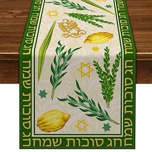 Nepnuser Sukkot Tischläufer Sukkah-Dekorationen Etrog Lulav jüdische Partyzubehör Küche Esszimmer Tischdekoration 183 cm von Nepnuser