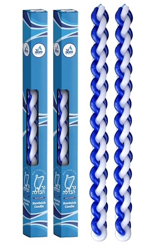 Kerze Havdalah Geflochten Ner Mitzvah – 2er Pack – Flach Blau-Weiß Paraffinwachs – handgefertigte Havdallah Kerze – Shabbat Judaica Geschenk Kerze Havdalah Geflochten Ner Mitzvah – 2er Pack – Flach Blau-Weiß Paraffinwachs – handgefertigte Havdallah Kerze – Shabbat Judaica Geschenk von Ner Mitzvah