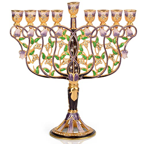 Ner Mitzvah Baum des Lebens Chanukkah-Menora, passend für alle gängigen Chanukah-Kerzen, moderne Menora mit Juwelen für Chanuka, mehrfarbig Ner Mitzvah Baum des Lebens Chanukkah-Menora, passend für alle gängigen Chanukah-Kerzen, moderne Menora mit Juwelen für Chanuka, mehrfarbig von Ner Mitzvah