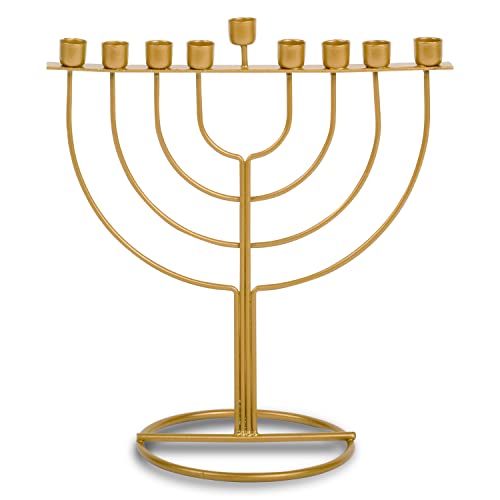 Ner Mitzvah Hanukkah Menora – passend für alle Standard Chanukah-Kerzen – eleganter Drahtrahmen Gold Chanukah Menora Modern – 19,7 cm hoch Ner Mitzvah Hanukkah Menora – passend für alle Standard Chanukah-Kerzen – eleganter Drahtrahmen Gold Chanukah Menora Modern – 19,7 cm hoch von Ner Mitzvah