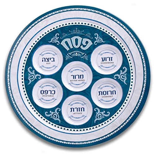 Ner Mitzvah Melamin Passover Seder Plate 30,5 cm – Blaues und weißes Marmor-Design Ner Mitzvah Melamin Passover Seder Plate 30,5 cm – Blaues und weißes Marmor-Design von Ner Mitzvah
