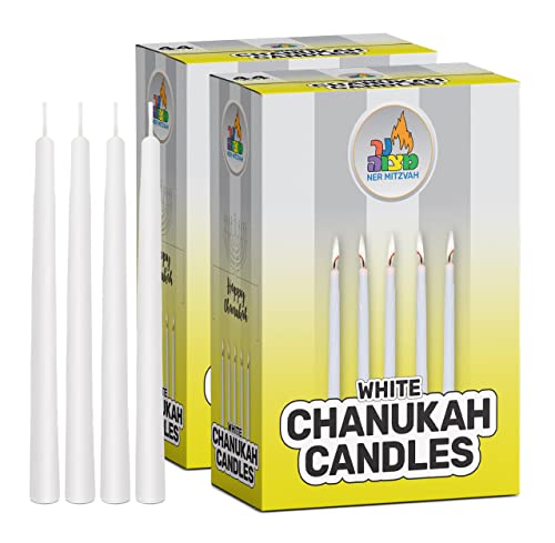 Ner Mitzvah Weiße Chanukka Kerzen Standardgröße - Tropffreie Menora Kerzen - Paraffinwachs In Premium-qualitä - 44 Kerzen pro Karton - 2er Pack Ner Mitzvah Weiße Chanukka Kerzen Standardgröße - Tropffreie Menora Kerzen - Paraffinwachs In Premium-qualitä - 44 Kerzen pro Karton - 2er Pack von Ner Mitzvah