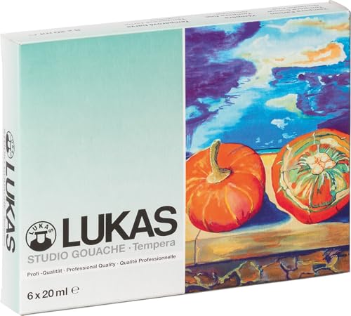 NERCHAU LUKAS STUDIO GOAUCHE - Künstler-Gouache in Premium-Qualität - Starter-Set T6 mit 6 x 20 ml Aluminiumtuben im Kartonetui von Nerchau