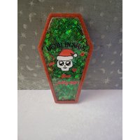 Glitzerndes Gothic Weihnachtssarg Tablett Gruseliges Feiertags Dekor von NerdyGhoulCreations