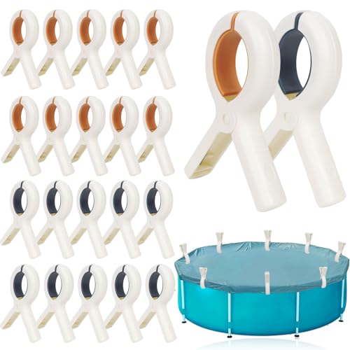 20 Stück Groß Pool Klammern Klemmzwinge - Poolabdeckung Befestigungsklammern Poolklammern Federklemme Set, Einhandzwingen Klammer für Schwimmbadzubehör Sockenklammern Wäscheklammer Handtuchklammern von Nerien