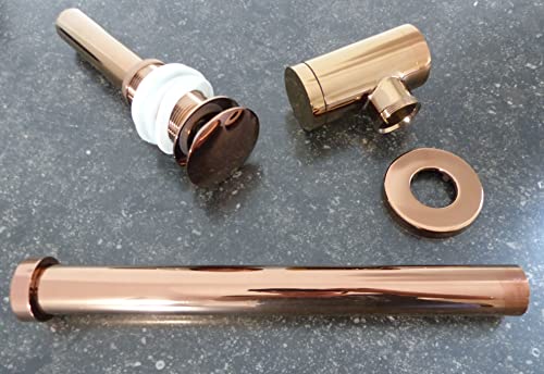 Nero Ablaufgarnitur Siphon Komplettset für Aufsatz Waschbecken in chrom schwarz gold roségold Messing weiß (Roségold) von Nero