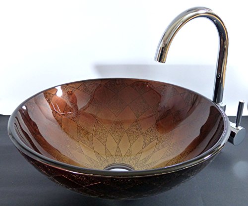 Nero Aufsatz Glas Waschbecken Siena braun 42cm rund Waschtisch von Nero