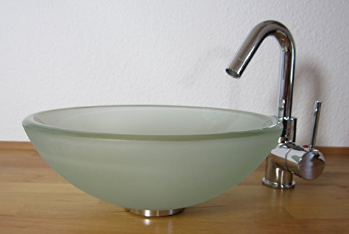 Nero Aufsatz Glas Waschbecken Waschschale satiniert 31cm klein rund Waschtisch Bad Gäste-WC Wohnmobil (Waschschale) von Nero