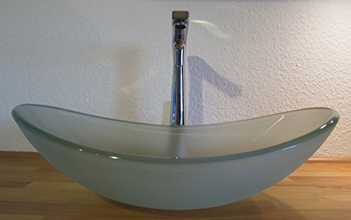 Nero Aufsatz Glas Waschbecken satiniert oval Bad WC Waschschale von Nero