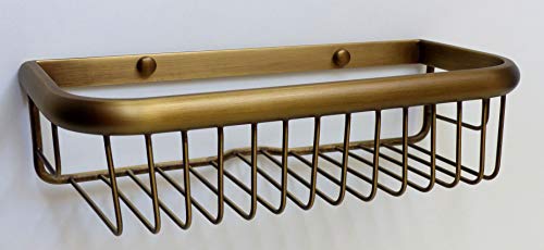 Nero Bad Accessoires Duschkorb Messing Antik gebürstet bronze Duschregal Regal Dusche eckig von Nero