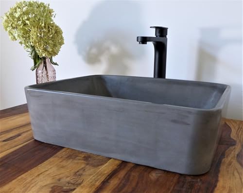 Nero Beton Aufsatz Waschbecken grau Design Waschtisch Betonwaschbecken eckig 50x39cm von Nero