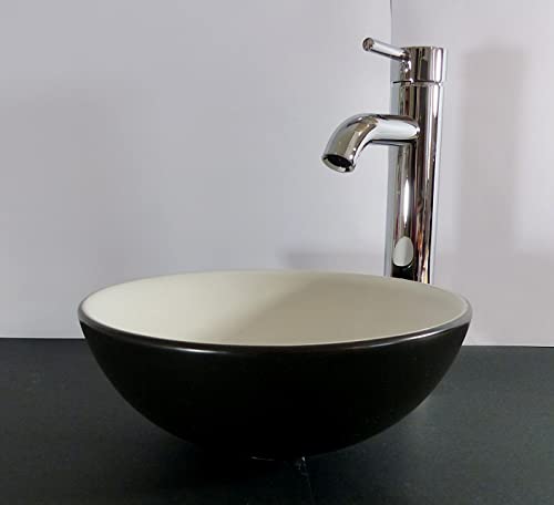 Nero Keramik Aufsatz Waschbecken Waschtisch 28cm rund schwarz weiß Waschschale MATT von Nero