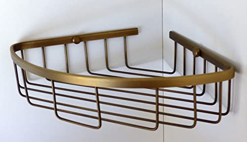 Nero Messing Antik gebürstet Bad Accessoires Serie Vintage Retro Toilettenpapierhalter WC-Bürste Duschkorb Eckkorb Ablaufventil (Eckkorb 1) von Nero