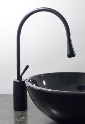 Nero hohe Design Bad Waschtisch Armatur schwarz matt für kleine 31cm Aufsatz Waschbecken Einhebelmischer Wasserhahn von Nero