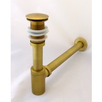 Ablaufgarnitur Messing Gold Gebürstet Matt Waschbecken Ablauf Garnitur Siphon Komplett Ablaufgarnitur Messing Gold Gebürstet Matt Waschbecken Ablauf Garnitur Siphon Komplett von NeroVintageDesign