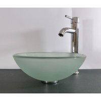 Kleines Aufsatz Glas Waschbecken Satiniert Rund 31cm Glaswaschbecken Waschschale Waschtisch Bad Wc Wohnmobil von NeroVintageDesign