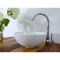Kleines Keramik Aufatzwaschbecken Weiß Rund 28cm Waschtisch Aufsatz Waschbecken Bad Gäste Wc von NeroVintageDesign