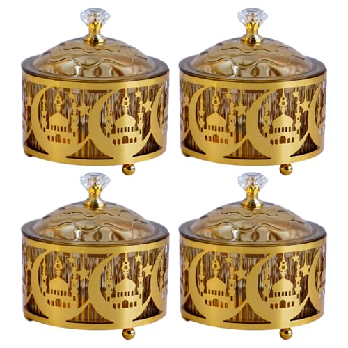4-teiliges Serviertablett mit Deckel Ramadan-Serviertablett aus Metall Eid-Dekorationen für hausgemachte Desserts von Neroyaner
