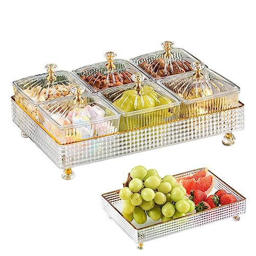 Geteilte Servierschalen Set transparente Obstschale mit Deckel Rechteck 6 Gitter Fruchtschüsselkasten Set geteilte Nussschale Plastikdesserts Servierplatte Snack Süßigkeitenschalen Geteilte Servierschalen Set transparente Obstschale mit Deckel Rechteck 6 Gitter Fruchtschüsselkasten Set geteilte Nussschale Plastikdesserts Servierplatte Snack Süßigkeitenschalen von Neroyaner