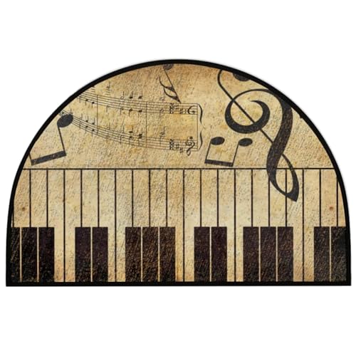 Halbrunde Fußmatte 61 x 89 cm Klaviertastatur-Fußmatte Kristallsamt- mit Rutschfester Rückseite dekorativer Halbrunder Teppich für den Eingangsbereich halbmondförmiger Eingangsteppich von Neroyaner