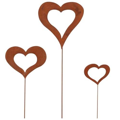 Herzförmige Gartenpfähle 3 Stück 20, 3 cm 14 cm und 10, 2 rostfarben dekorative Gartenpfähle mit langem Pfahl stabile aus Eisen für Dekorationen im Freien Herzförmige Gartenpfähle 3 Stück 20, 3 cm 14 cm und 10, 2 rostfarben dekorative Gartenpfähle mit langem Pfahl stabile aus Eisen für Dekorationen im Freien von Neroyaner