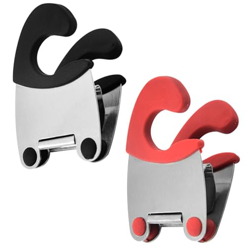 Löffelhalter für Töpfe 2 Stück hitzebeständiger Krabbenlöffelhalter aus Edelstahl verbrühsicherer Topflöffelhalter mit bequemem Griff wiederverwendbarer Topfcliphalter für Küchentopfclip von Neroyaner