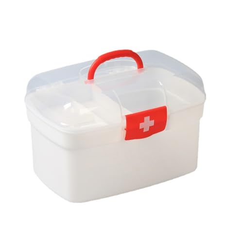 Medikamenten-Aufbewahrungsbox tragbare 2-stufige Erste-Hilfe-Aufbewahrungsbox mit Verschlussschnalle und transparentem Deckel Erste-Hilfe-Organizer mit großer Kapazität für zu Hause Medikamentenbox-Or von Neroyaner