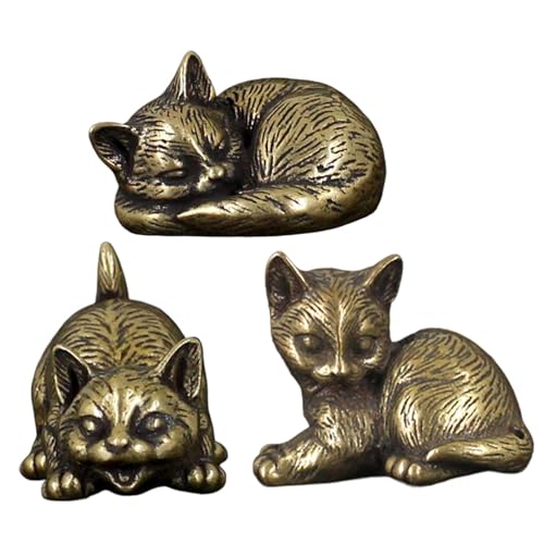 Neroyaner 3-teilige Katzenstatue Mini-Katzenfigur aus Messing lebhaftes süßes chinesisches Teehaustier Retro-Kätzchen-Skulptur Sammlerstücke Schreibtisch Büro Heimdekoration Messingfigur Neroyaner 3-teilige Katzenstatue Mini-Katzenfigur aus Messing lebhaftes süßes chinesisches Teehaustier Retro-Kätzchen-Skulptur Sammlerstücke Schreibtisch Büro Heimdekoration Messingfigur von Neroyaner