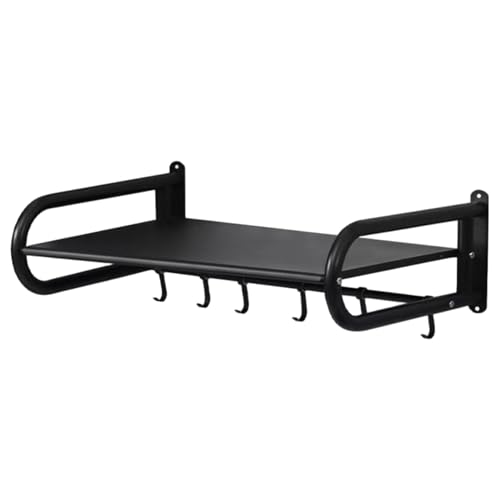 Neroyaner Mikrowellen-Wandhalterung Mikrowellen-Regal-Wandhalterung 45, 7 x 36, 8 cm Metall- mit Haken waschbarer Ofenhalter bis zu 31 kg belastbar für Küche und Zuhause von Neroyaner