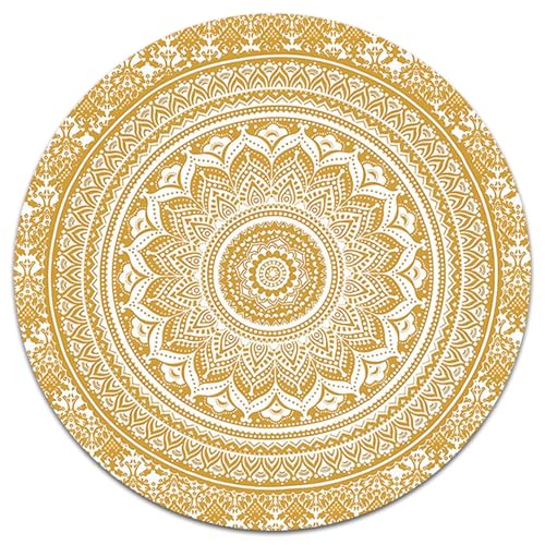 Neroyaner Runder Boho-Teppich 1, 22 m bequemer Mandala-Teppich runder waschbarer Rutschfester für Schlafzimmer Wohnzimmer Spielzimmer Boho- von Neroyaner