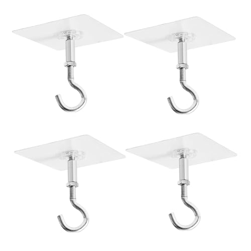 Neroyaner Selbstklebende Deckenhaken 4 Stück 5 kg strapazierfähige selbstklebende Haken rostfreie Deckenaufhänger aus Zinklegierung und PVC für Pflanzen Deckenhaken für Kleidung Neroyaner Selbstklebende Deckenhaken 4 Stück 5 kg strapazierfähige selbstklebende Haken rostfreie Deckenaufhänger aus Zinklegierung und PVC für Pflanzen Deckenhaken für Kleidung von Neroyaner
