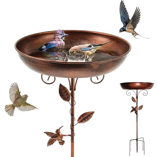 Neroyaner Vogelbad Metall-Vogelbadschale 30, 5 cm Durchmesser Vintage-Vogelbad mit 5 Zinken Sockelpfahl für Garten Terrasse Hof Rasendekoration von Neroyaner