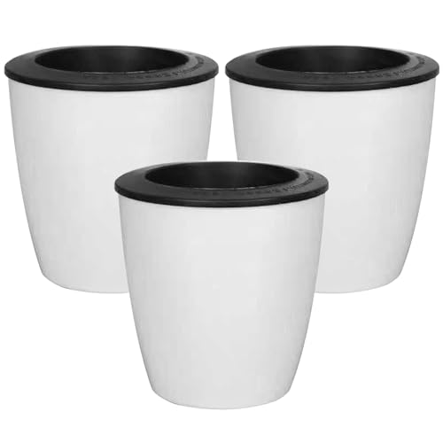 Selbstbewässernde Töpfe für Zimmerpflanzen 3 Stück 10, 9 cm selbstbewässernde Pflanzgefäße mit Innentopf Kräuterpflanzgefäß aus Kunstharz für den Innenbereich dekorative Gartentöpfe für Blumen Kräuter von Neroyaner