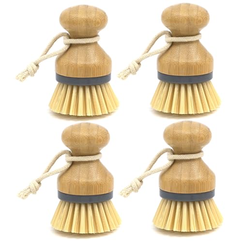 Spülbürste aus Holz 4-teilig handtellergroß mit hängendem Baumwollseil waschbar wiederverwendbar Scheuerbürste für Topf Pfanne Spüle Spülbürste aus Holz 4-teilig handtellergroß mit hängendem Baumwollseil waschbar wiederverwendbar Scheuerbürste für Topf Pfanne Spüle von Neroyaner